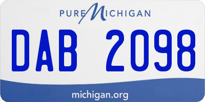 MI license plate DAB2098