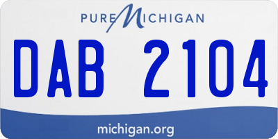 MI license plate DAB2104