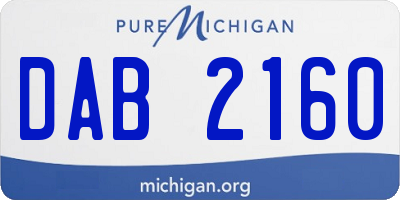 MI license plate DAB2160