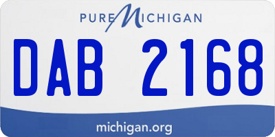 MI license plate DAB2168