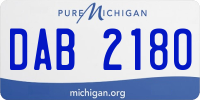 MI license plate DAB2180