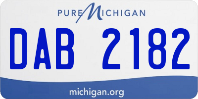 MI license plate DAB2182