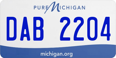 MI license plate DAB2204