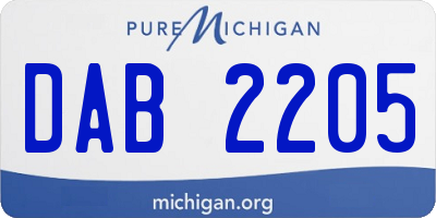 MI license plate DAB2205