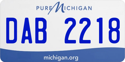 MI license plate DAB2218