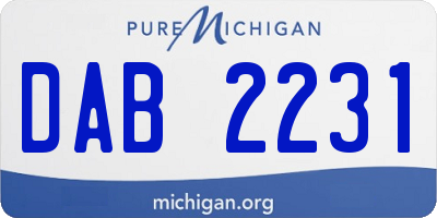 MI license plate DAB2231