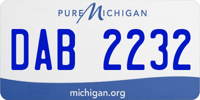 MI license plate DAB2232