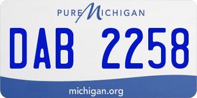 MI license plate DAB2258