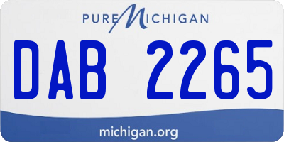 MI license plate DAB2265
