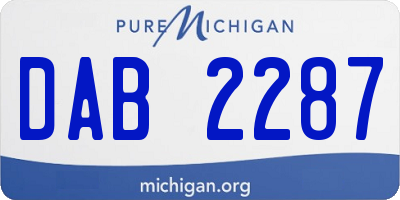 MI license plate DAB2287