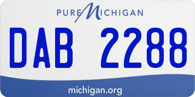 MI license plate DAB2288