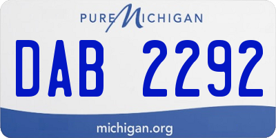 MI license plate DAB2292