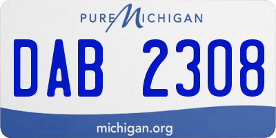 MI license plate DAB2308