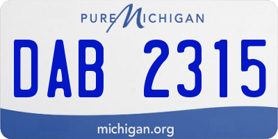 MI license plate DAB2315