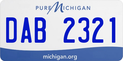 MI license plate DAB2321