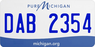 MI license plate DAB2354