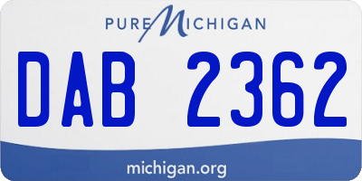 MI license plate DAB2362