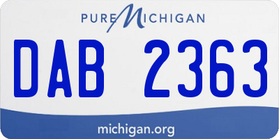 MI license plate DAB2363