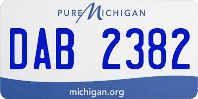 MI license plate DAB2382