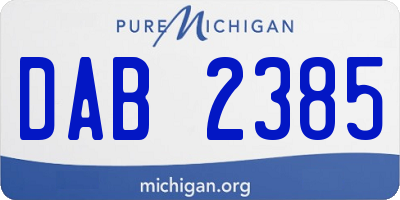 MI license plate DAB2385
