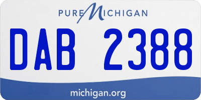 MI license plate DAB2388