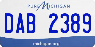MI license plate DAB2389