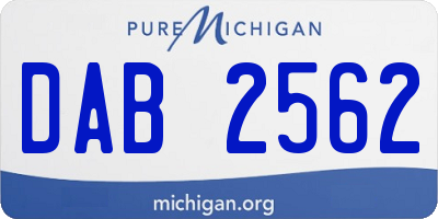 MI license plate DAB2562