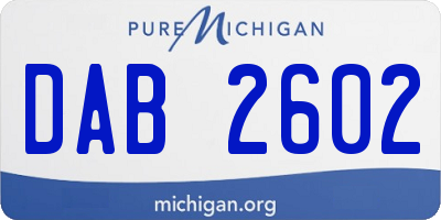 MI license plate DAB2602