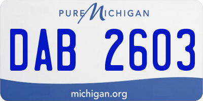 MI license plate DAB2603