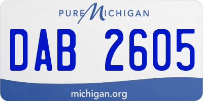 MI license plate DAB2605