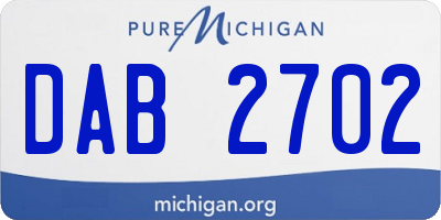 MI license plate DAB2702