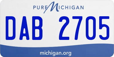 MI license plate DAB2705