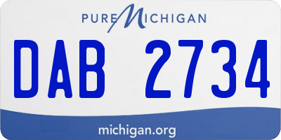 MI license plate DAB2734