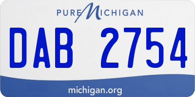 MI license plate DAB2754