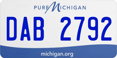 MI license plate DAB2792