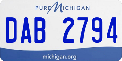 MI license plate DAB2794