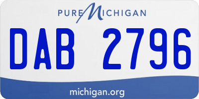MI license plate DAB2796
