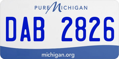 MI license plate DAB2826