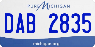 MI license plate DAB2835