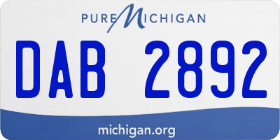 MI license plate DAB2892
