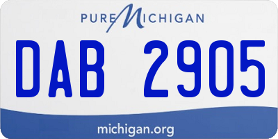 MI license plate DAB2905