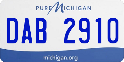 MI license plate DAB2910