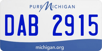 MI license plate DAB2915