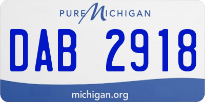 MI license plate DAB2918