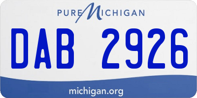 MI license plate DAB2926