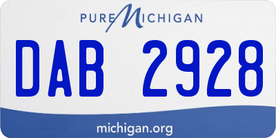 MI license plate DAB2928