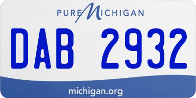 MI license plate DAB2932