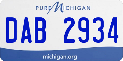 MI license plate DAB2934