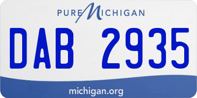 MI license plate DAB2935