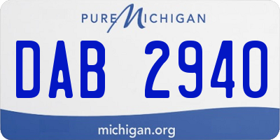 MI license plate DAB2940